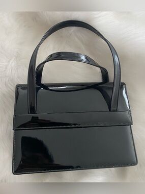 Classic Patent Leather Black Top-Handle Bag by Bonwit Teller